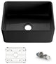 Pure 24" Fireclay Kitchen Farmhouse Apron Front Single Bowl Sink, Matte Black
