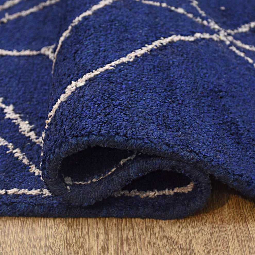 HAND KNOTTED LOOM SILK ECO-FRIENDLY RUGS-6'x9',Rectangle,Blue Beige,Geometric