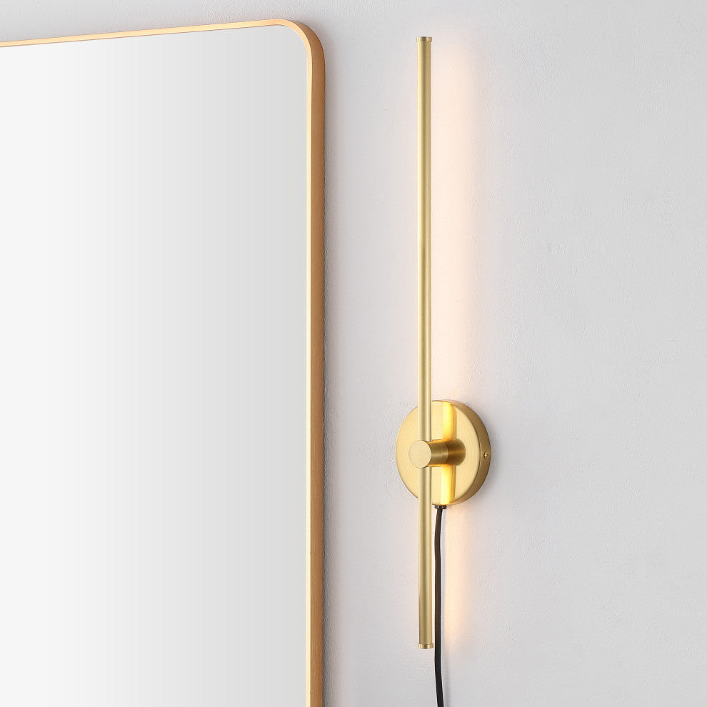 1-Light Modern Minimalist Iron Adjustable Bar Integrated LED Plug-In Sconce