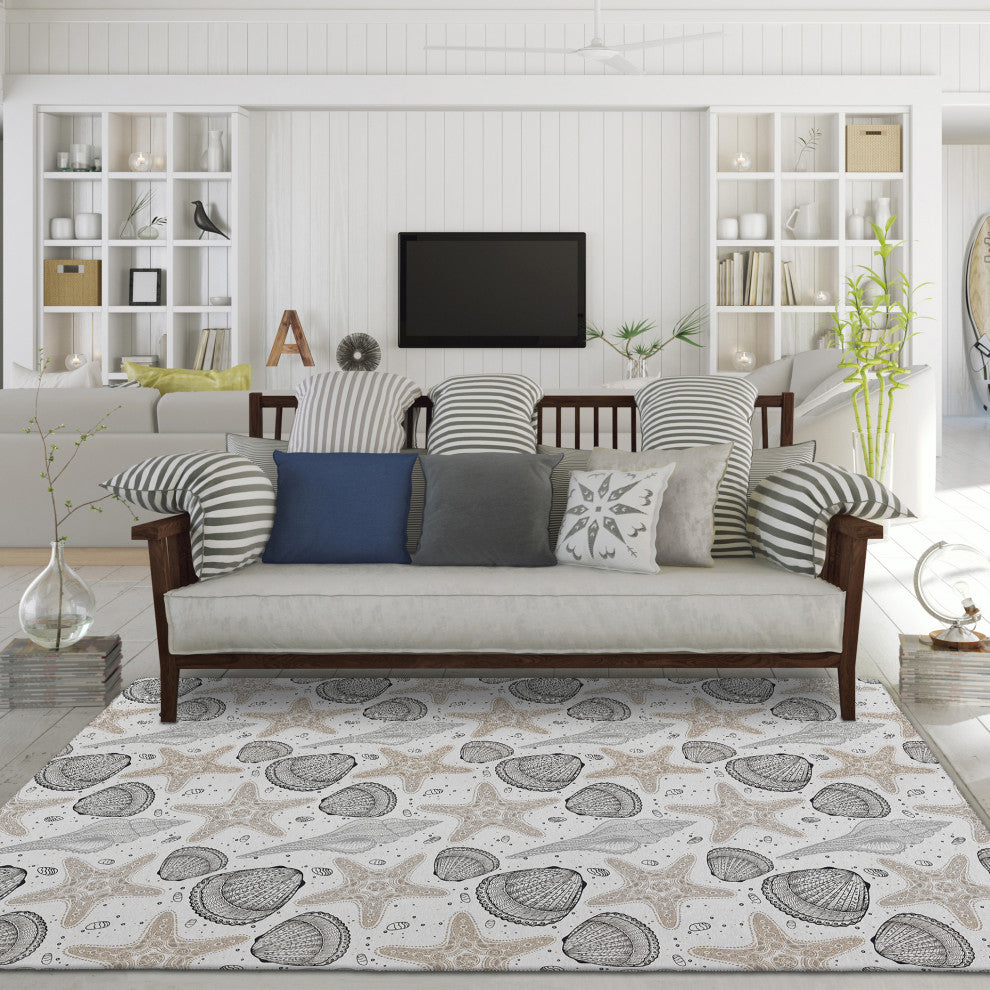Indoor/Outdoor Seabreeze SZ4 Silver Machine Washable 9' x 12' Rug
