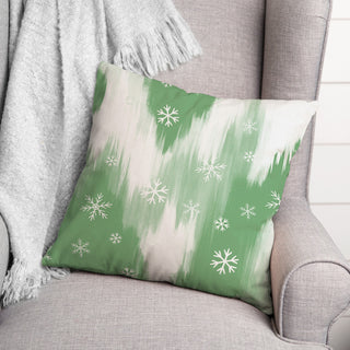 Light Green Abstract Snowflakes 16x16 Spun Poly Pillow