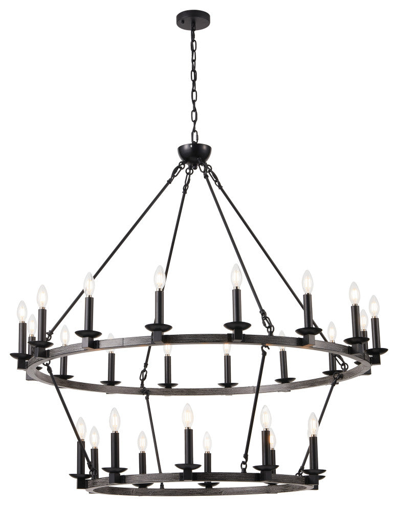 26-Light Wagon Wheel Chandelier Candle Style Ceiling Light