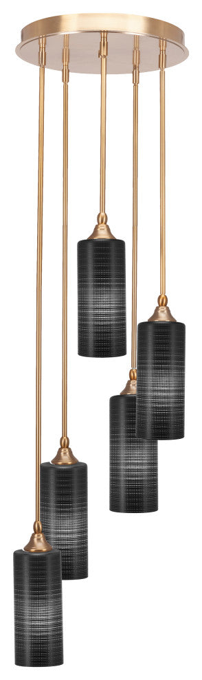 Empire 5-Light Cluster Pendalier, New Age Brass/Black Matrix