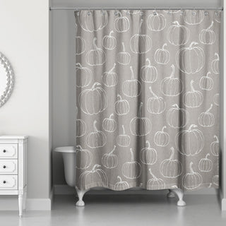 Gray Pumpkin Pattern 71x74 Shower Curtain