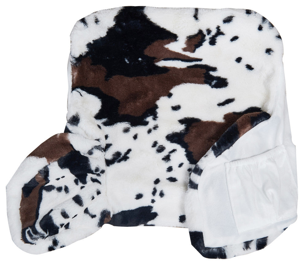 Home Soft Things Animal Pattern FauxFur Bedrest Shell, NO INSERT, Cows Flowers, 20" X 18" X 17"