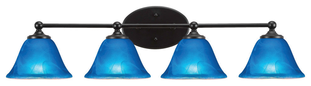 Capri 4-Light Bath Bar, Matte Black/Blue Italian