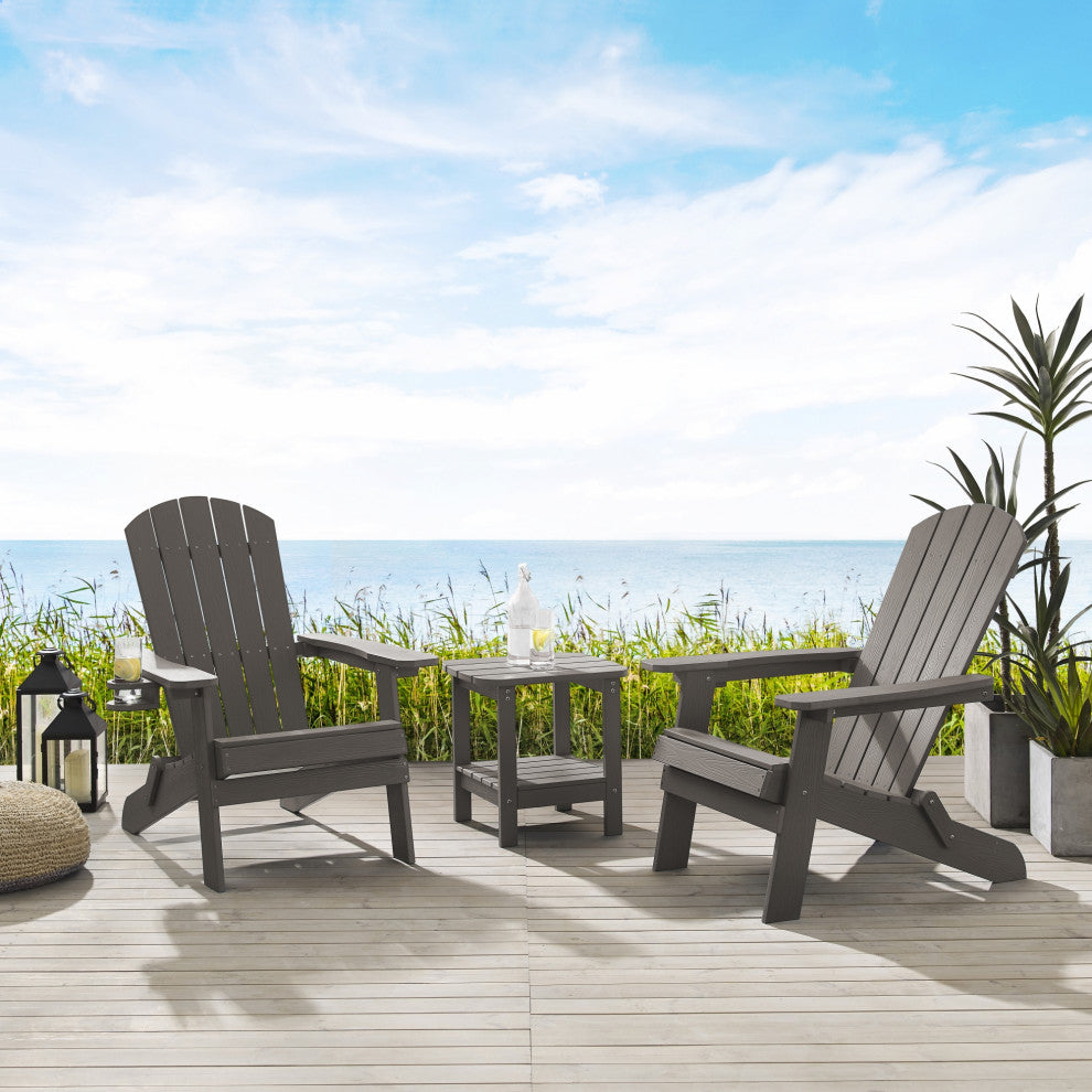 Inspired Home Daylan Outdoor Table, Weather Resistant, Charcoal Gray