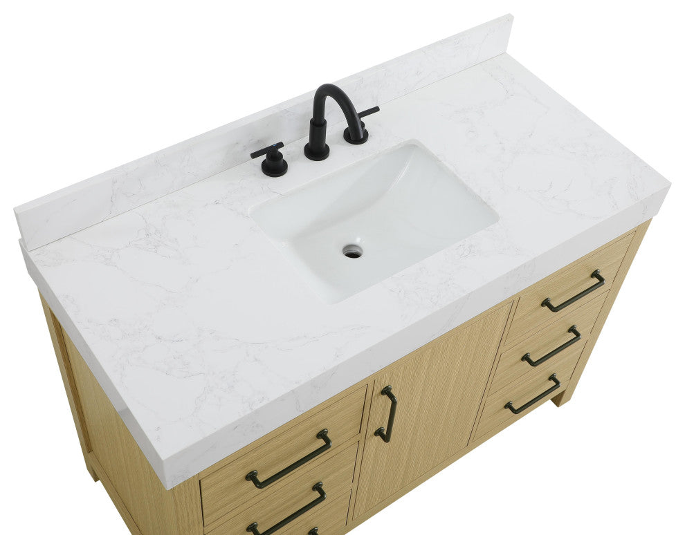 Home Living 48" Single Bathroom Vanity, Honey Brown With Backsplash
