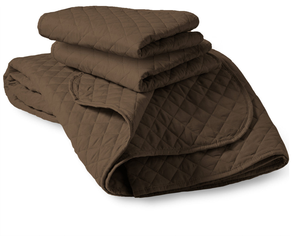 Bare Home Diamond Stitched Coverlet Set, Cocoa, King