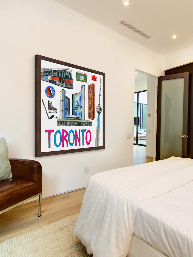 "Toronto Entertainment" Framed Painting Print , 32x32