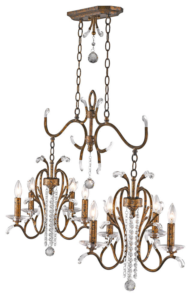 Serafina Island Chandelier, Hand-Applied Venetian Golden Bronze
