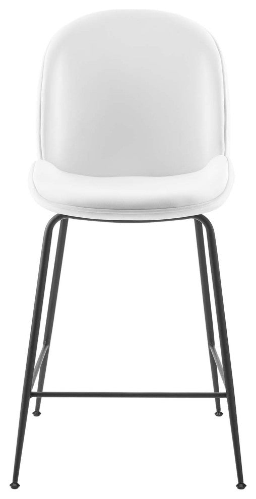 Counter Stool Chair, Velvet, Metal, White, Modern, Bar Cafe Bistro Restaurant