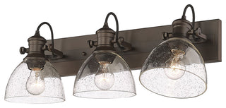 Hines 3-Light Bath Vanity, Rubbed Bronze, Seeded Glass