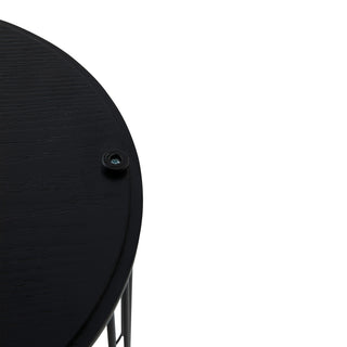 LeisureMod Runswick Modern Wood Top End Table With Metal Base, Black