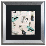 Color Bakery 'Fifties Patterns I' Art, Silver Frame, Black Matte, 16"x16"
