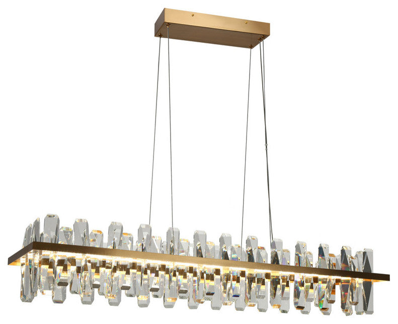 LNC Combrocollia 43.3" Modern Linear LED Crystal Kitchen Island Pendant