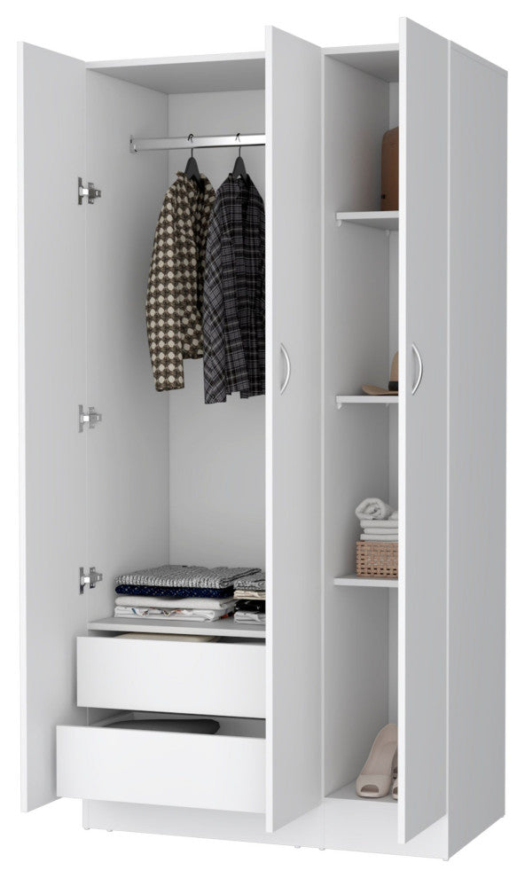 Casper Wardrobe with 2-Drawers, Hanging Rod and 3-Doors
