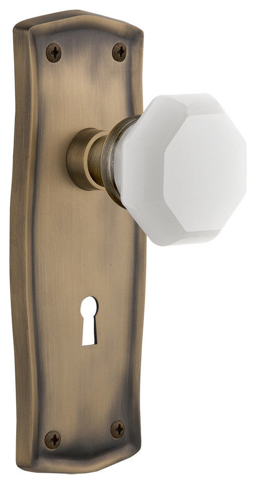 Prairie Plate with Keyhole Single Dummy Waldorf White Milk Glass Knob