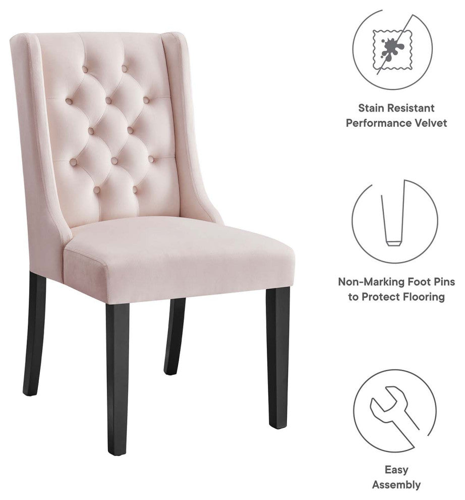 Side Dining Chair, Set of 2, Pink, Velvet, Modern, Cafe Bistro Hospitality