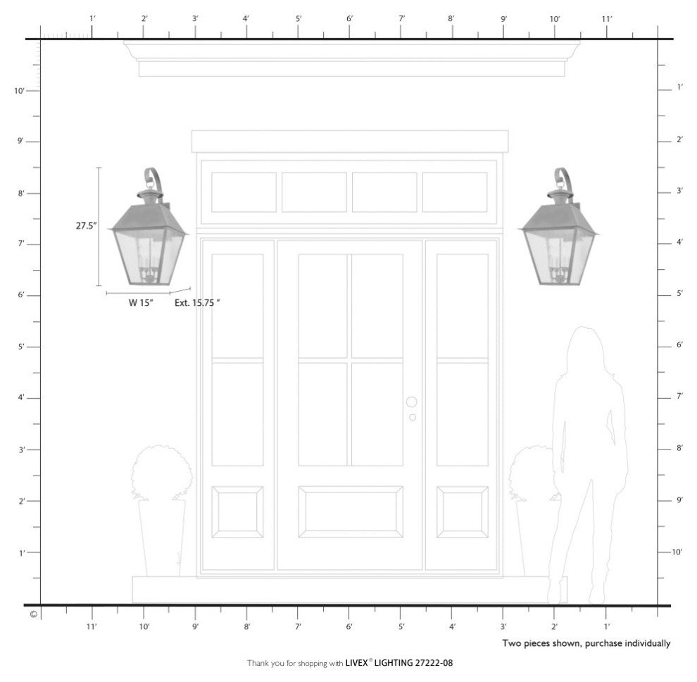 Wentworth 4 Light Natural Brass Outdoor Extra Large Wall Lantern