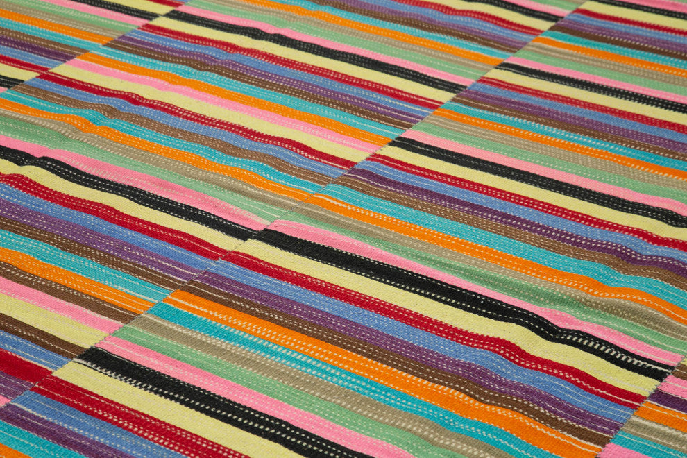 Rug N Carpet - Handmade Turkish 9' 9'' x 12' 9'' Modern Design Wool Kilim Rug