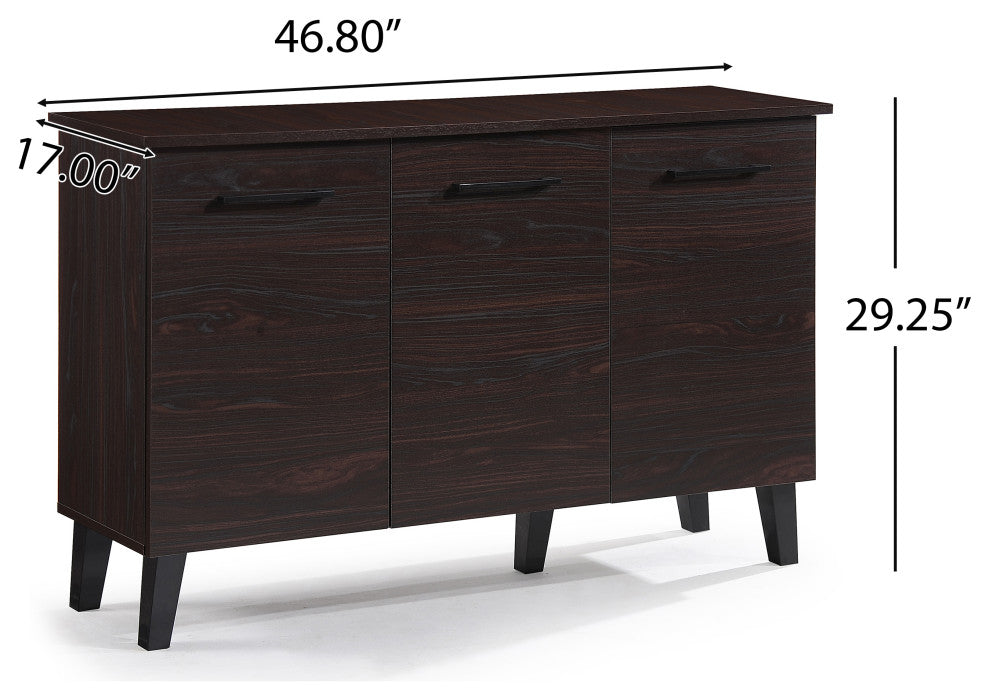 GDF Studio Emilia Mid Century Modern Finished Fiberboard Cabinet, Wenge