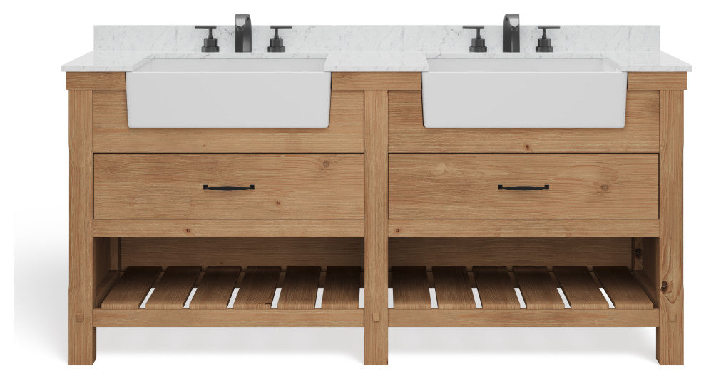 Bosque Bath Vanity, Weathered Fir, 72", Double Sink, Farmhouse, Freestanding