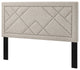 Contemporary Modern Full and Queen Size Headboard, Rivet Nail, Fabric, Beige