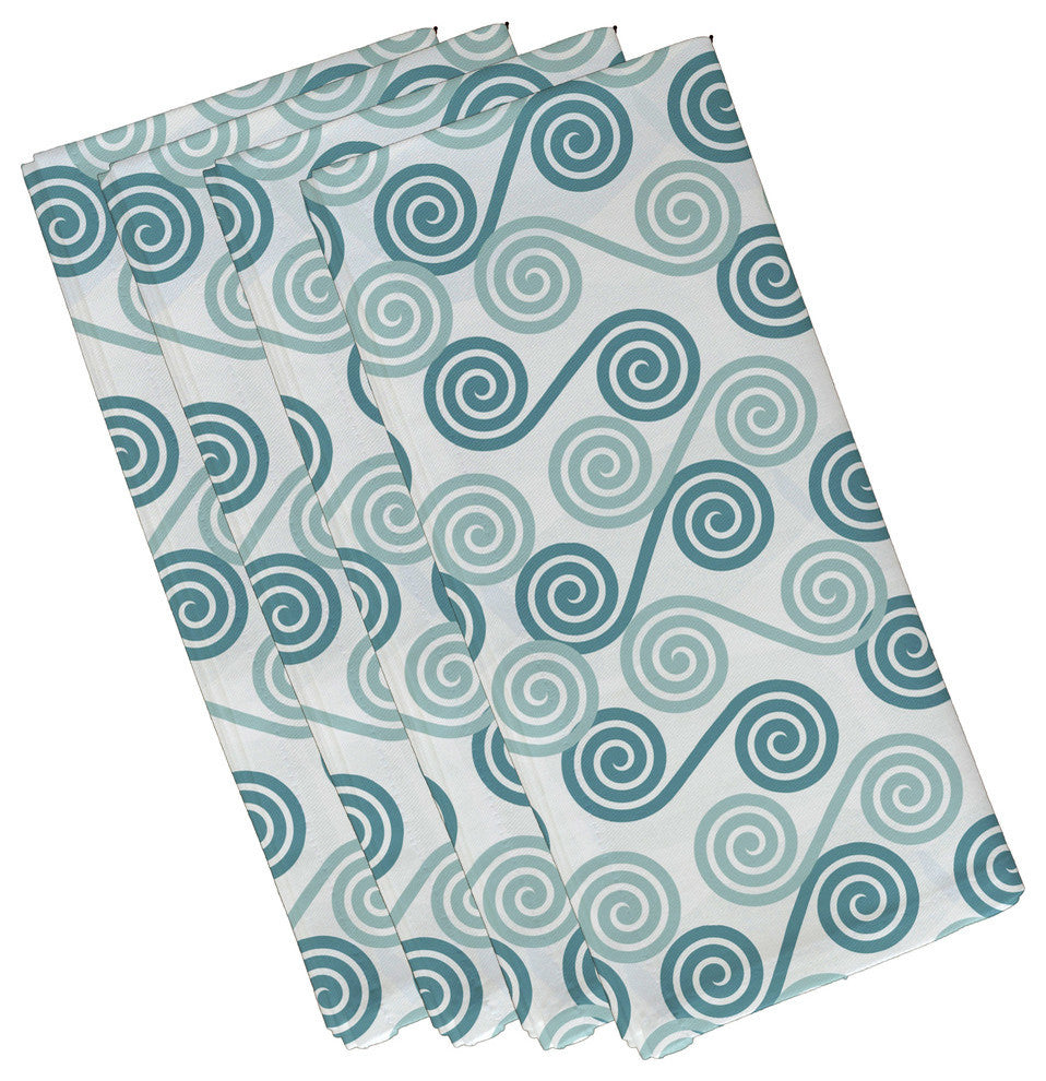 Rip Curl, Geometric Print Napkin, Aqua, Set of 4, Aqua