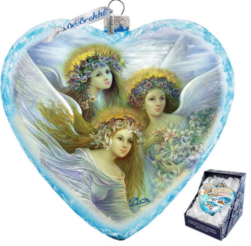 Hand Painted Scenic Glass Ornament Limited Edition Three Angels
