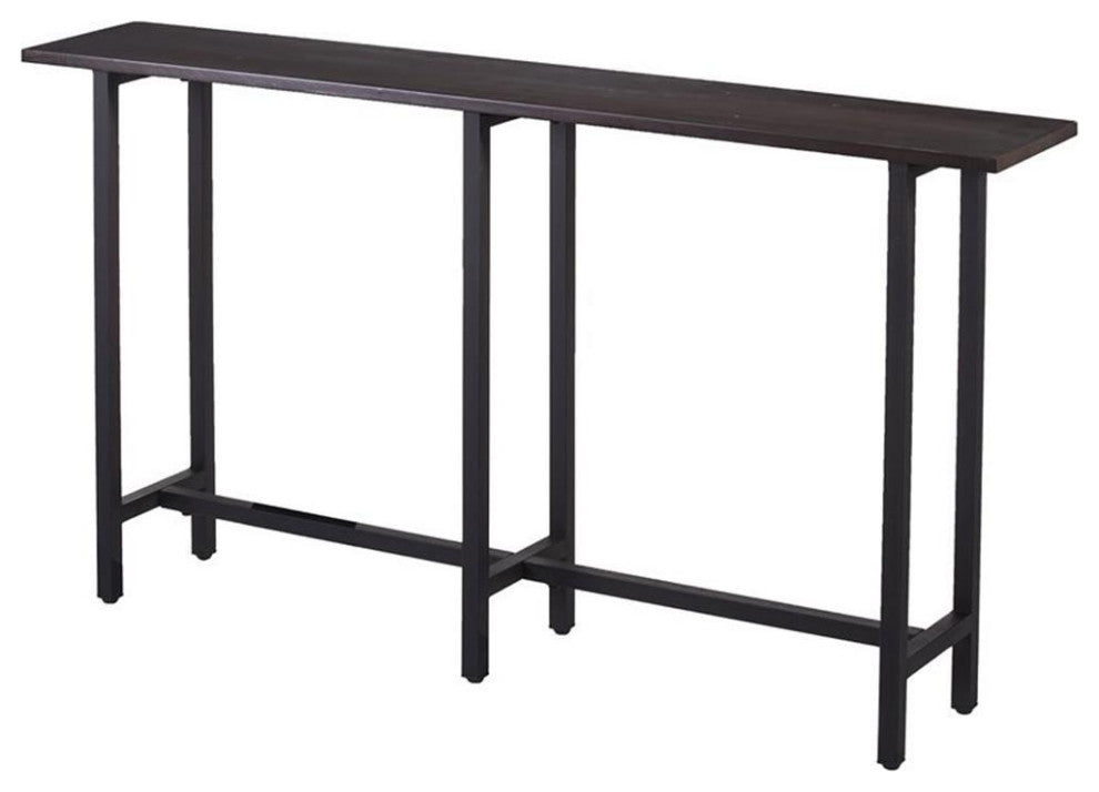 Southern Enterprises Hendry Long Narrow Wooden Console Table in Matte Black