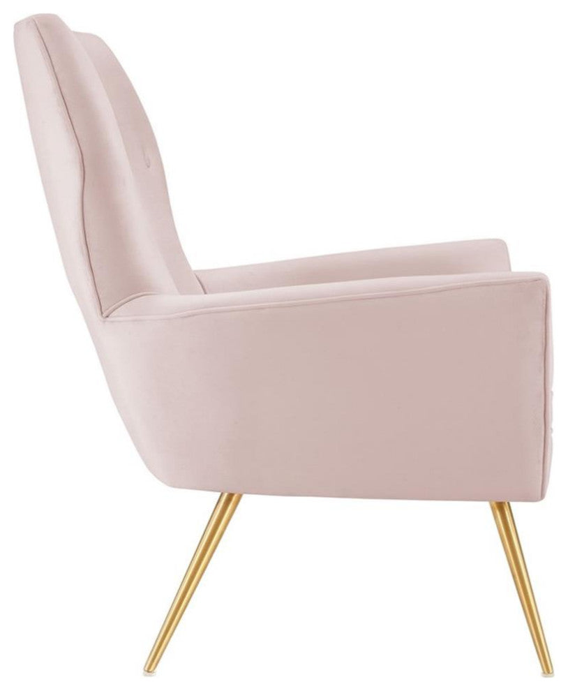 Renata Button Tufted Performance Velvet Armchair, Pink