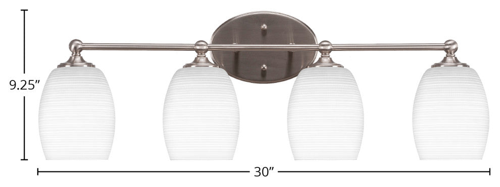 Capri 4-Light Bath Bar, Brushed Nickel/White Matrix