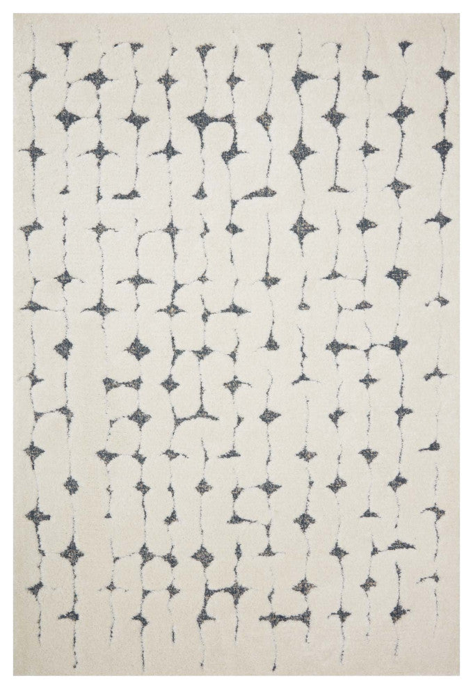 Textural Geometric Hagen Area Rug, 3''-7" X 5''-7", Hag-04 White / Navy