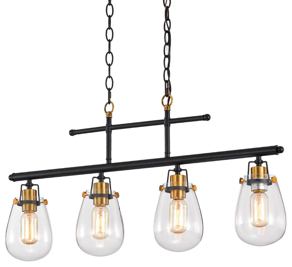 4- Light Black and Antique Gold Kitchen Island Chandelier
