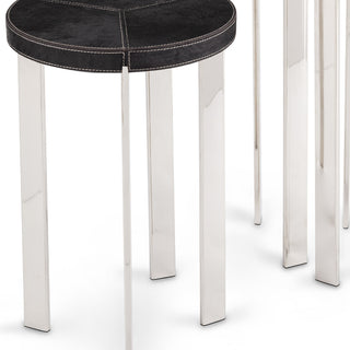 Andres Hair on Hide Mixer Table Set, Polished Nickel