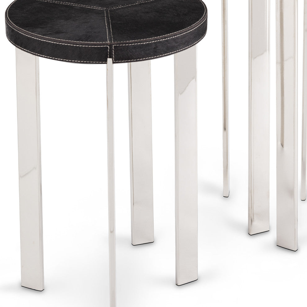 Andres Hair on Hide Mixer Table Set, Polished Nickel