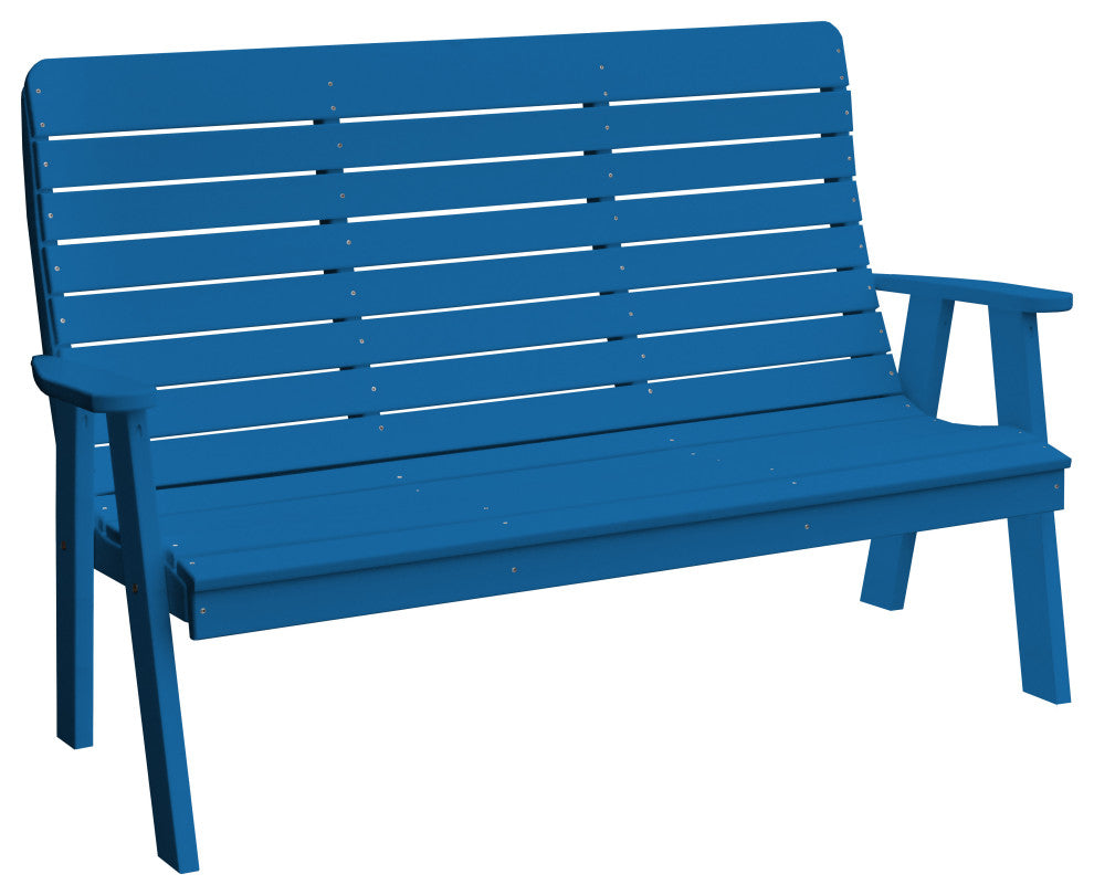 Poly Winston Garden Bench, Blue, 5 Foot