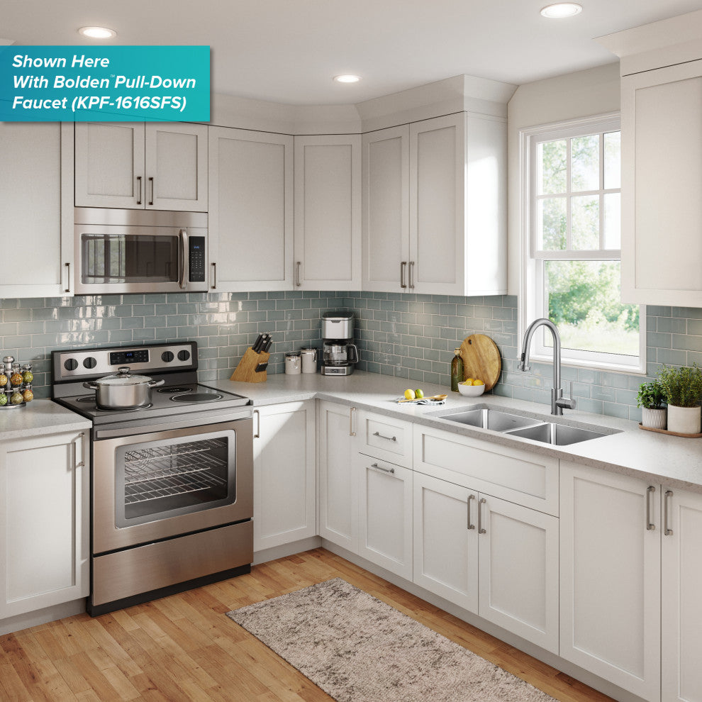 KRAUS Fairlane 33" Undermount 2-Bowl 18 Gauge Stainless Steel Kitchen Sink