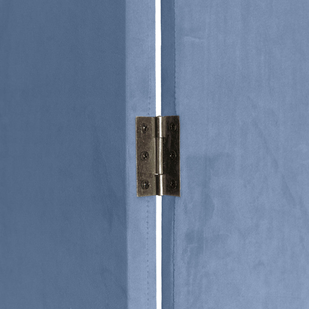 6 ft. Classic Arch Velvet Room Divider Blue 3 Panel