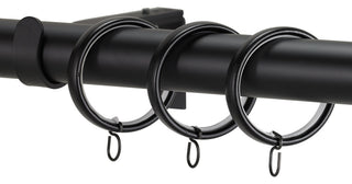 Versailles Non-Telescoping Curtain Rod With Metro Rings, Black, 96