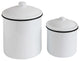 White Enameled Canisters With Lids, 2-Piece Set