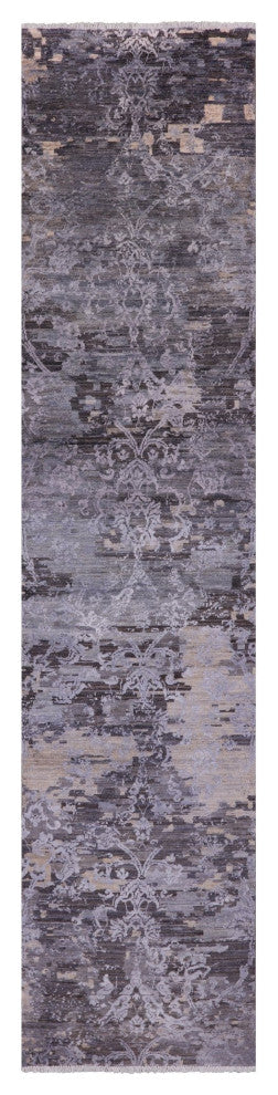 Runner Wool and Silk Modern Hand-Knotted Rug 2' 7" X 11' 10" Q10333