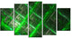 Green Abstract Metal Grill, Contemporary Art on Canvas, 60"x32", 5 Panels