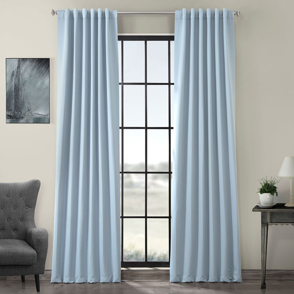 Frosted Blue Room Darkening Curtain, Set of 2, 50"x108"