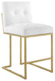 Privy Gold Stainless Steel Upholstered Fabric Counter Stool Gold White