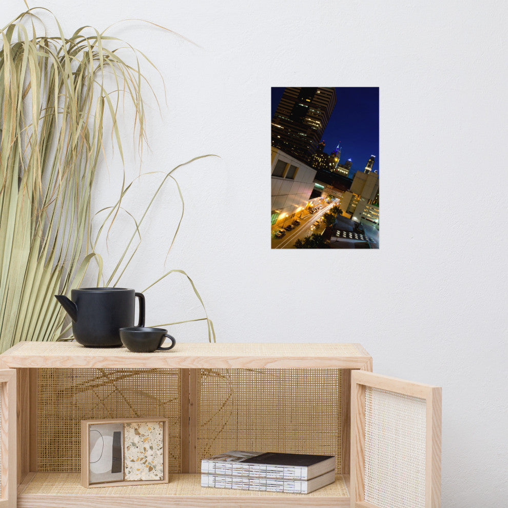 Light Trails in Philly Night Urban Landscape Photo Unframed Wall Art Print, 12" X 18"