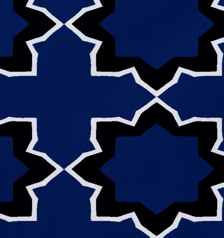 18"x14" Bohemian, Geometric Print Placemat, Blue, Set of 4