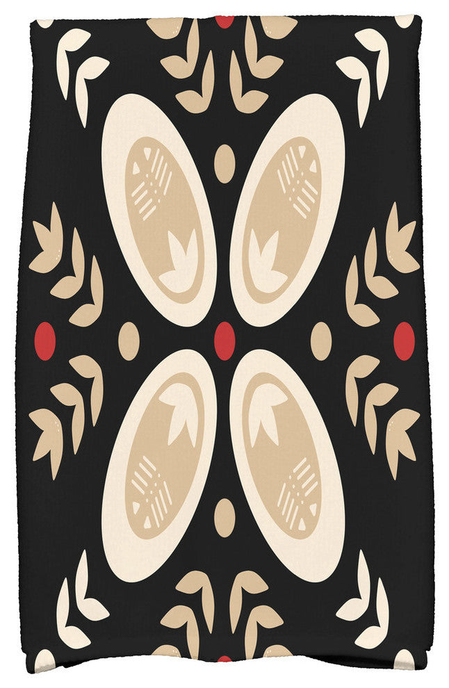 Tradition Decorative Holiday Geometric Print Hand Towel, Black