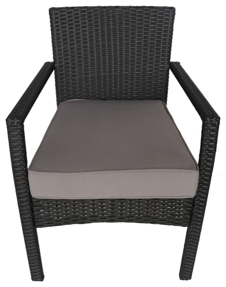 GDF Studio Bryson Outdoor Wicker 4 Seater Chat Set, Gray With Silver Cushions